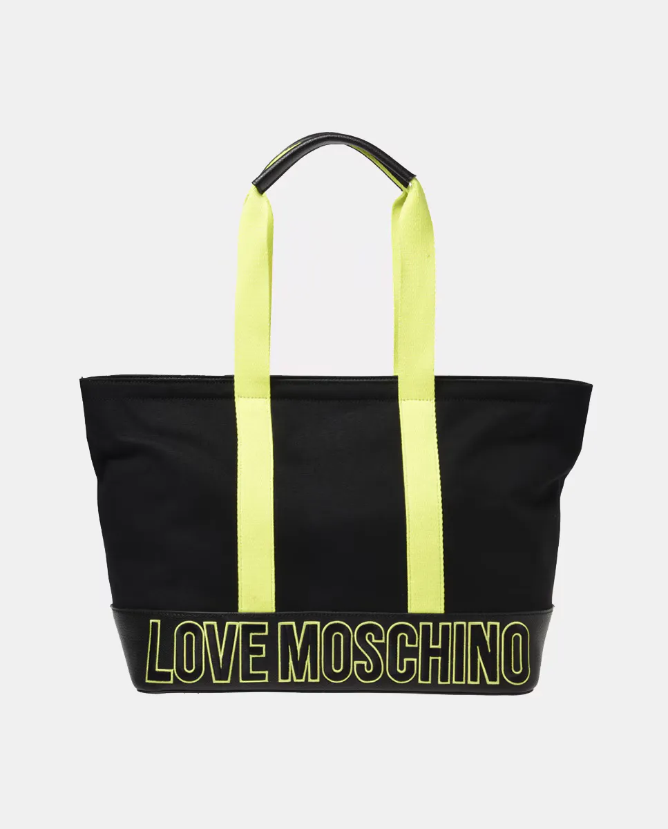 

Черный шопер на молнии и контрастных ручках Love Moschino