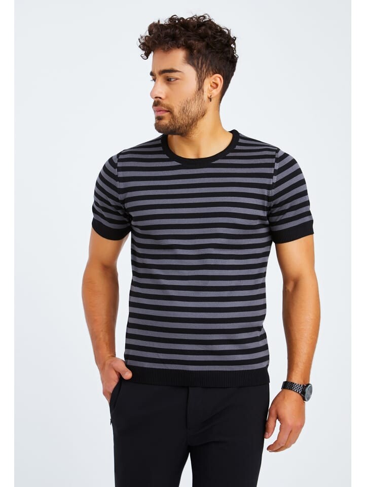 

Футболка Leif Nelson Herren T-Shirt Feinstrick Rundhals LN-7575, цвет SCHWARZ-ANTHRAZIT