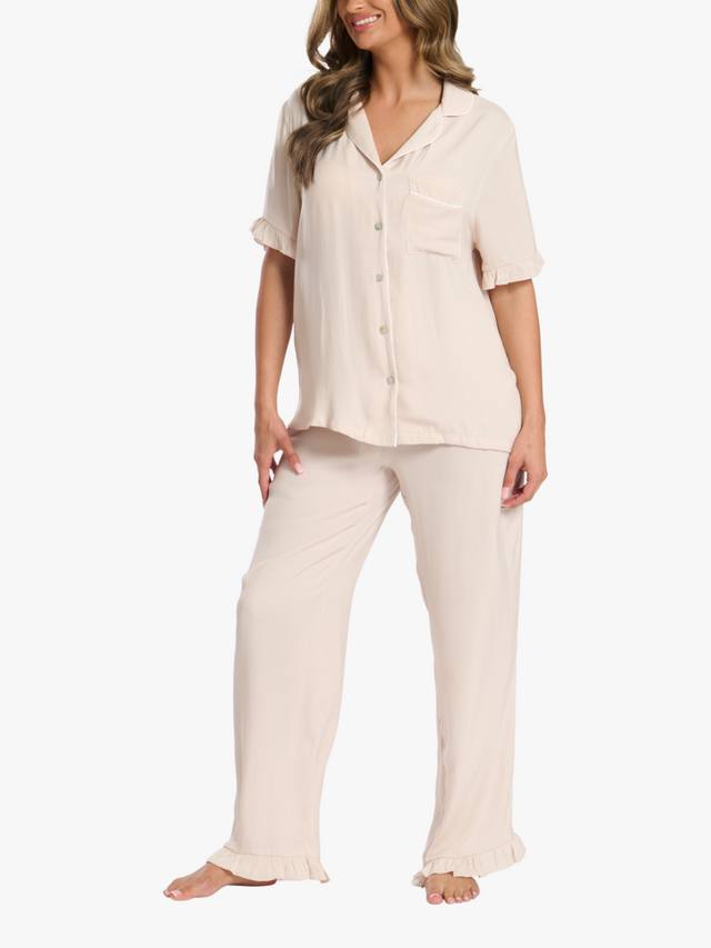 

Пижамный комплект с длинными рукавами и рюшами Loungeable, Taupe