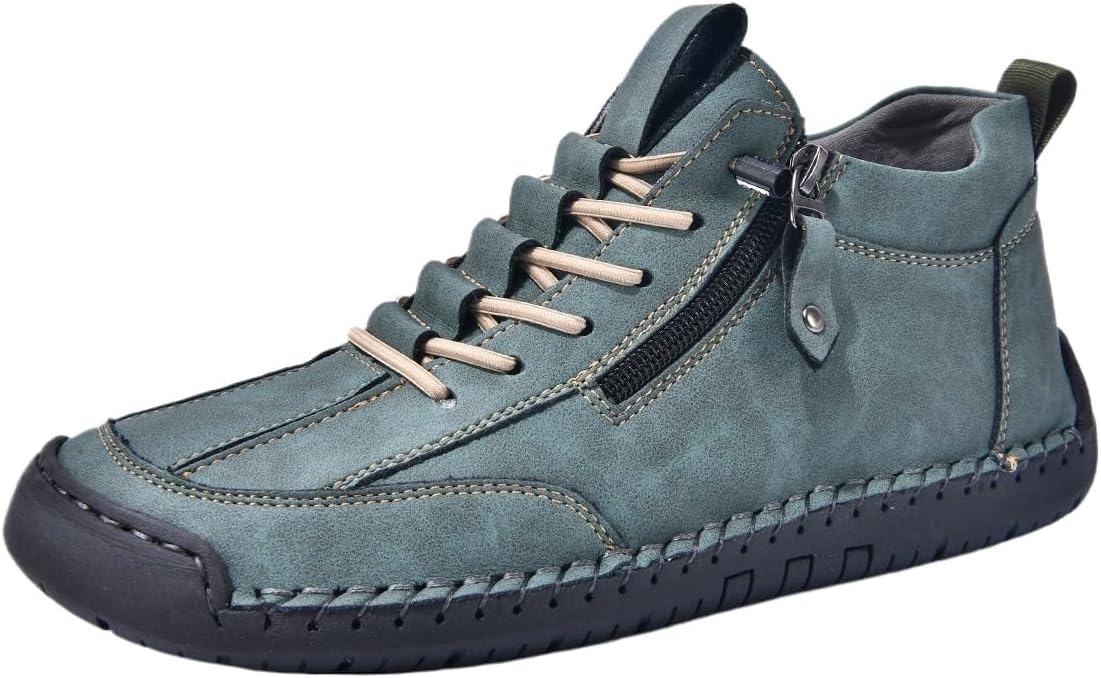 

Мужские повседневные кожаные туфли-ботинки на щиколотку Чукка, ручная работа, с боковой молнией, средние, слипоны, лоферы, модные, легкие, для ходьбы и вождения, высокие ботинки Hhhchpm, темно-зеленый