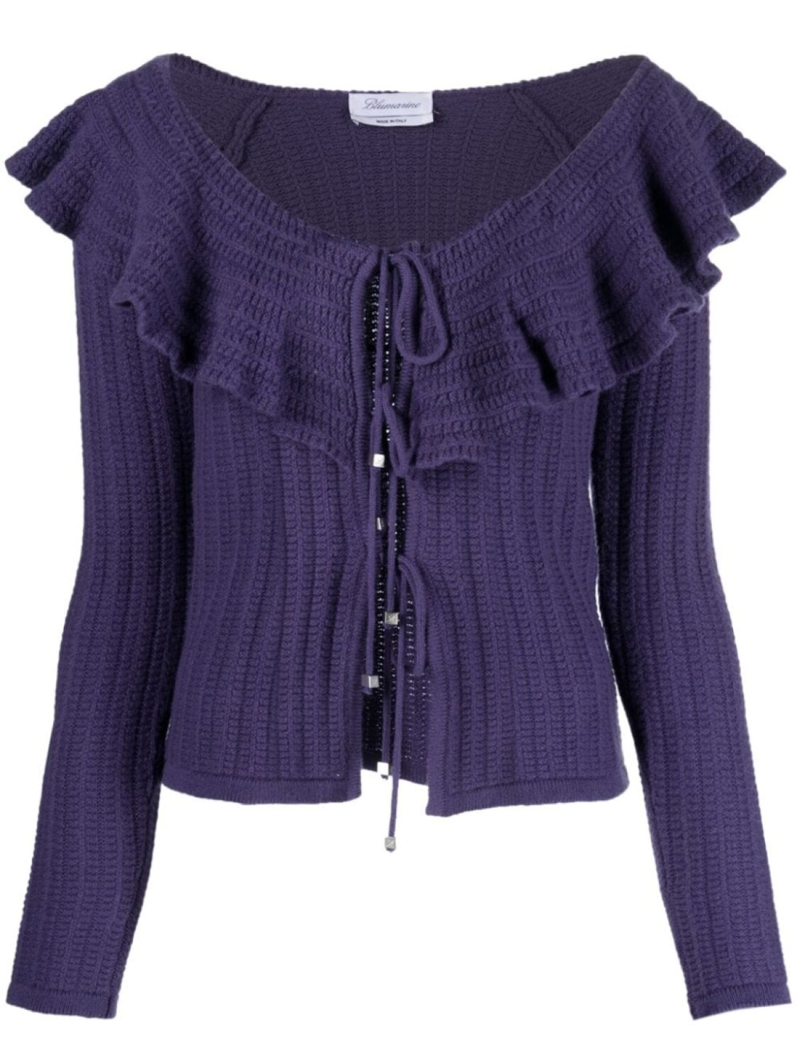 

Blumarine кардиган с открытыми плечами и оборками, фиолетовый