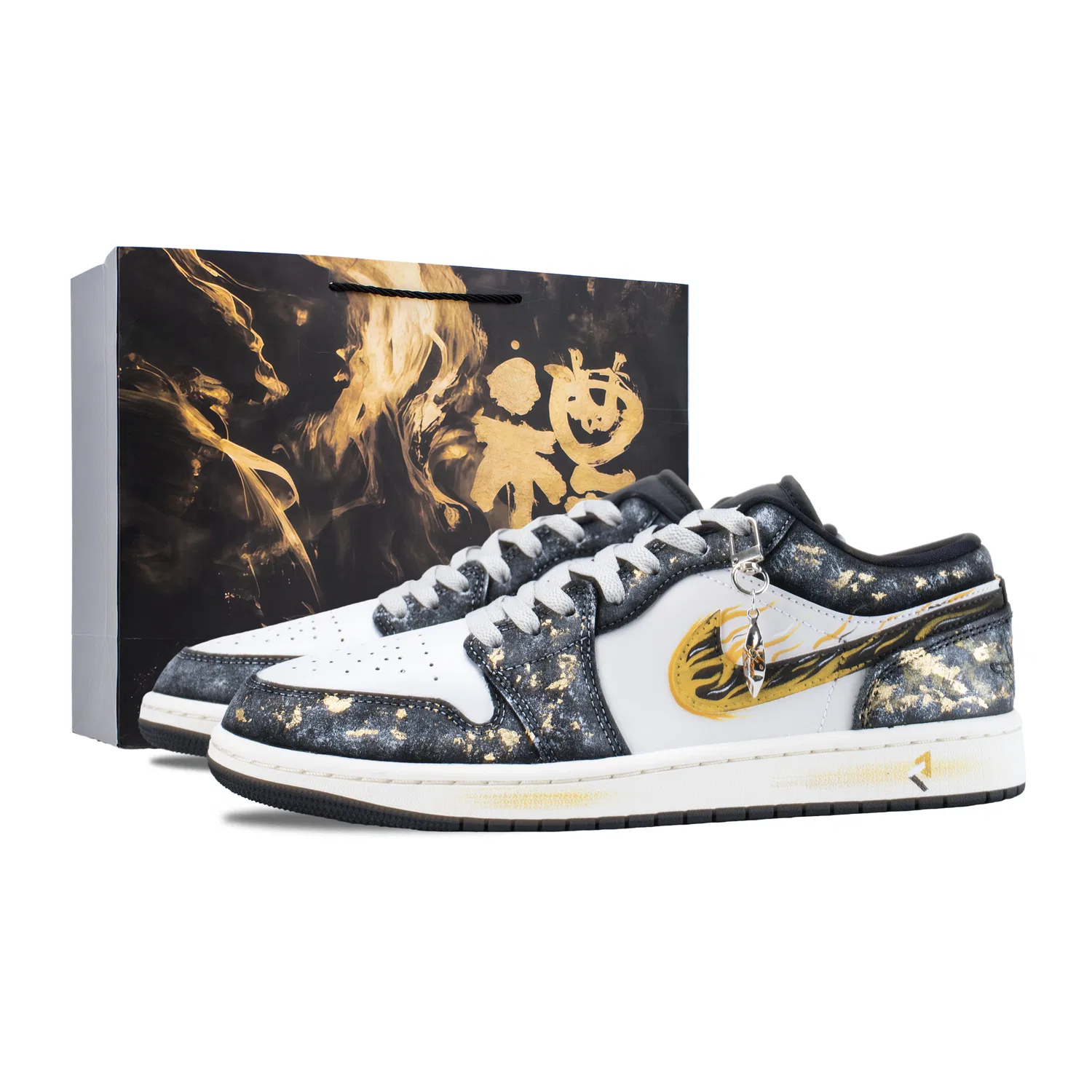 Кроссовки баскетбольные винтажные Jordan Air 1 Black Gold