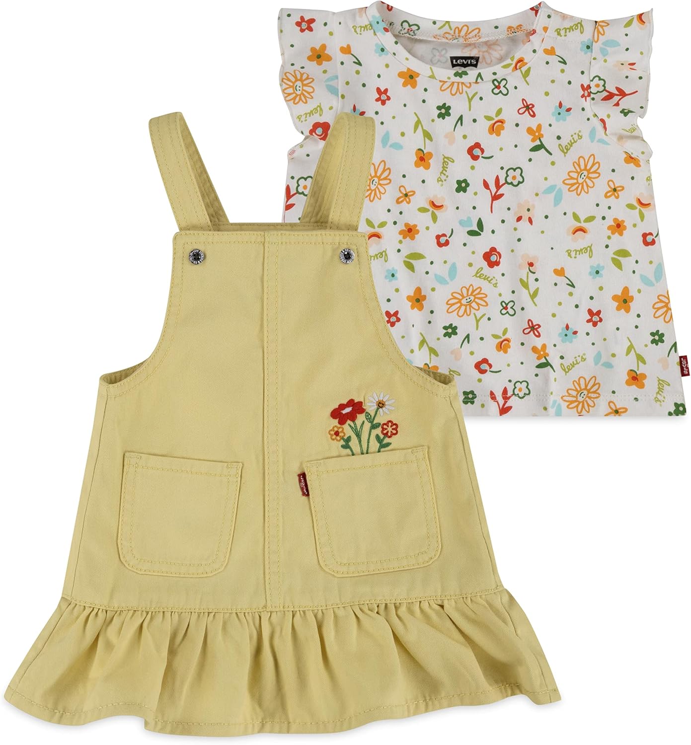 

Футболка с рисунком и юбка Levi's для девочек, комплект из двух предметов, Pineapple/Cream