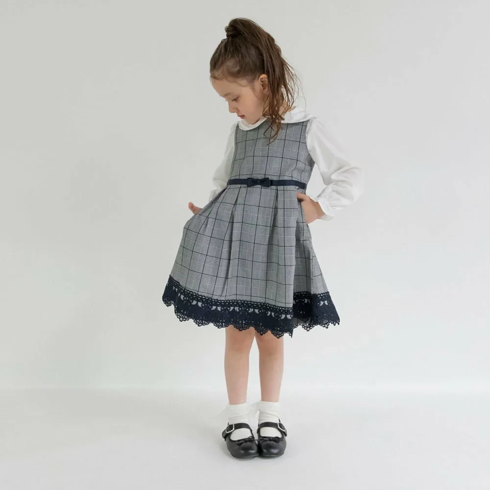 Платье в клетку «Глен» с кружевной каймой Branshes, gray