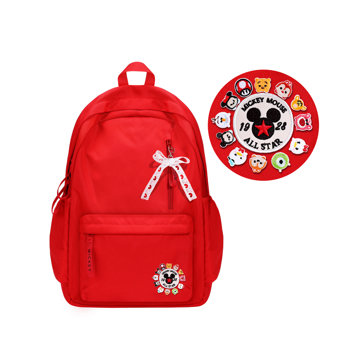 

Disney Микки Полиэстеровый Рюкзак Обычный Унисекс Красный, DIY Backpack (with Sticker and Butterfly Charm)