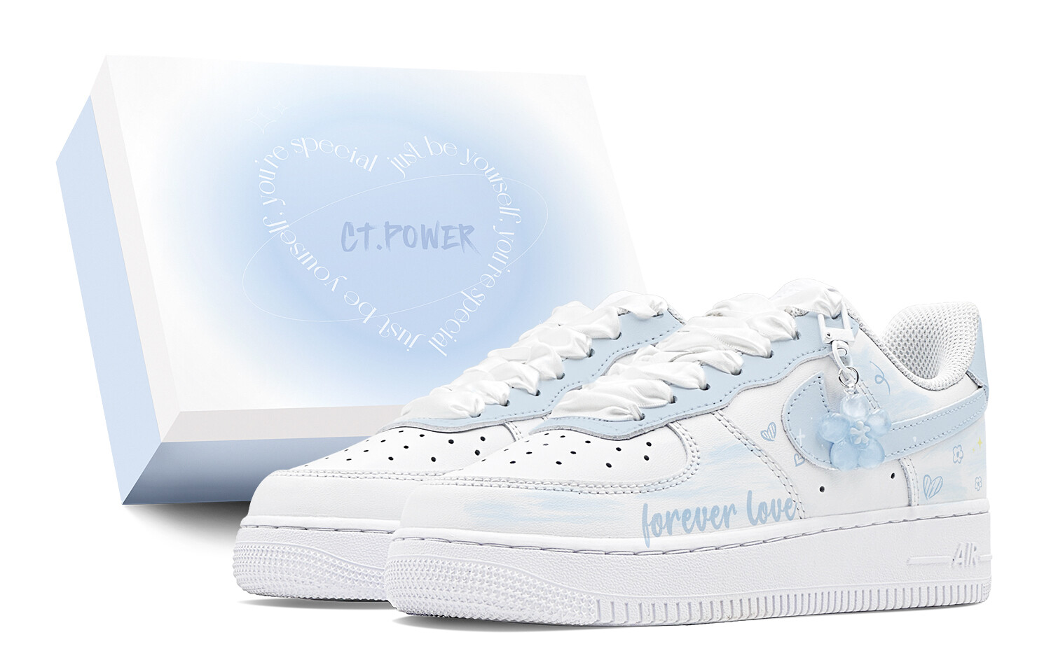 Кроссовки Nike Air Force 1 Skateboard Shoes Women's Low-Top White Blue