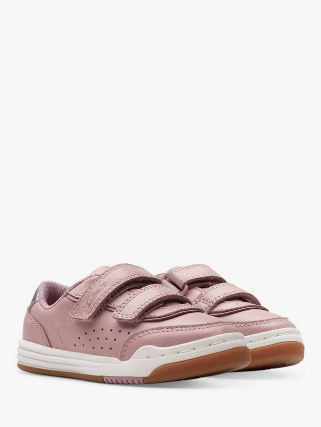 Детские кожаные кроссовки Urban Solo с липучкой Clarks, Dusty Pink — фото 4