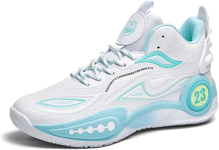 

Мужские повседневные спортивные кроссовки с шнуровкой, высокие, дышащие, противоскользящие, подходят для ходьбы, баскетбола и бега Igzbibg, белый/зеленый