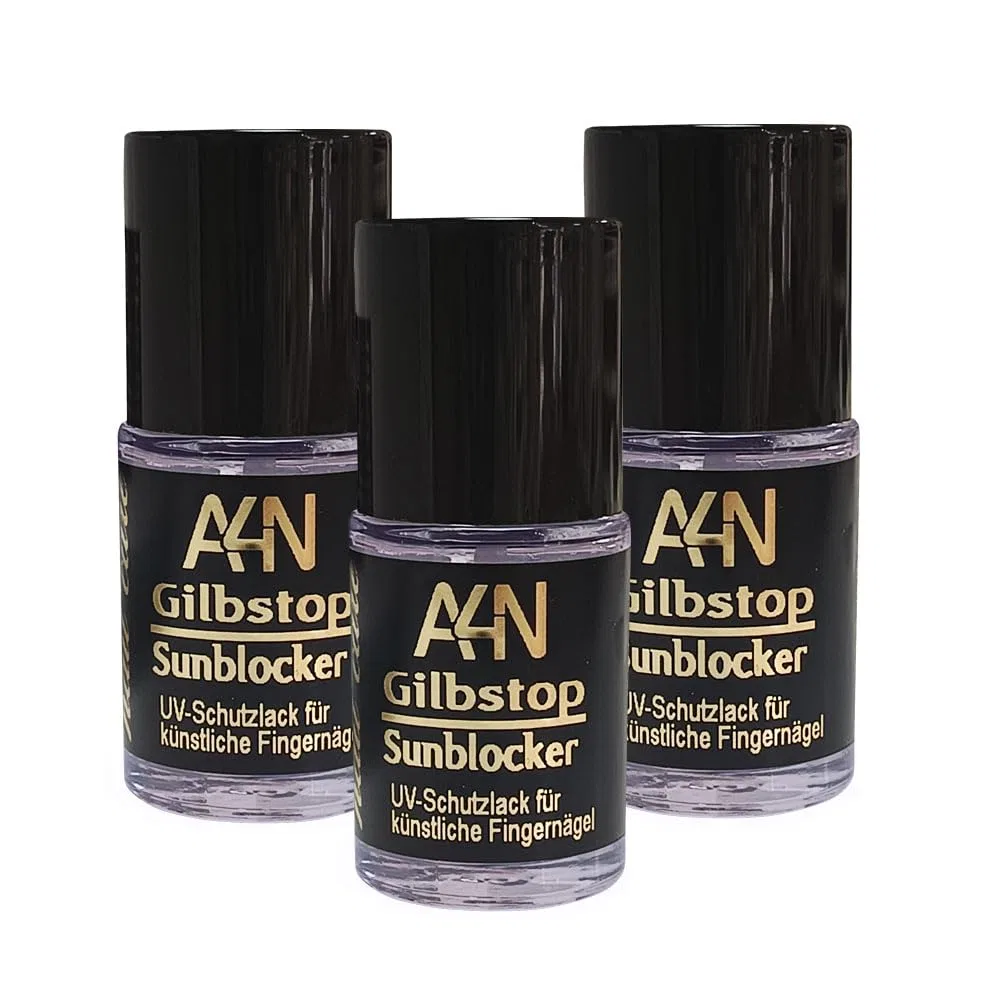 Защита от пожелтения GilbStop / SunBlocker / UV Protection для натуральных и гелевых ногтей (3 шт.) A4N Aktive4Nails, Pack Of 3.