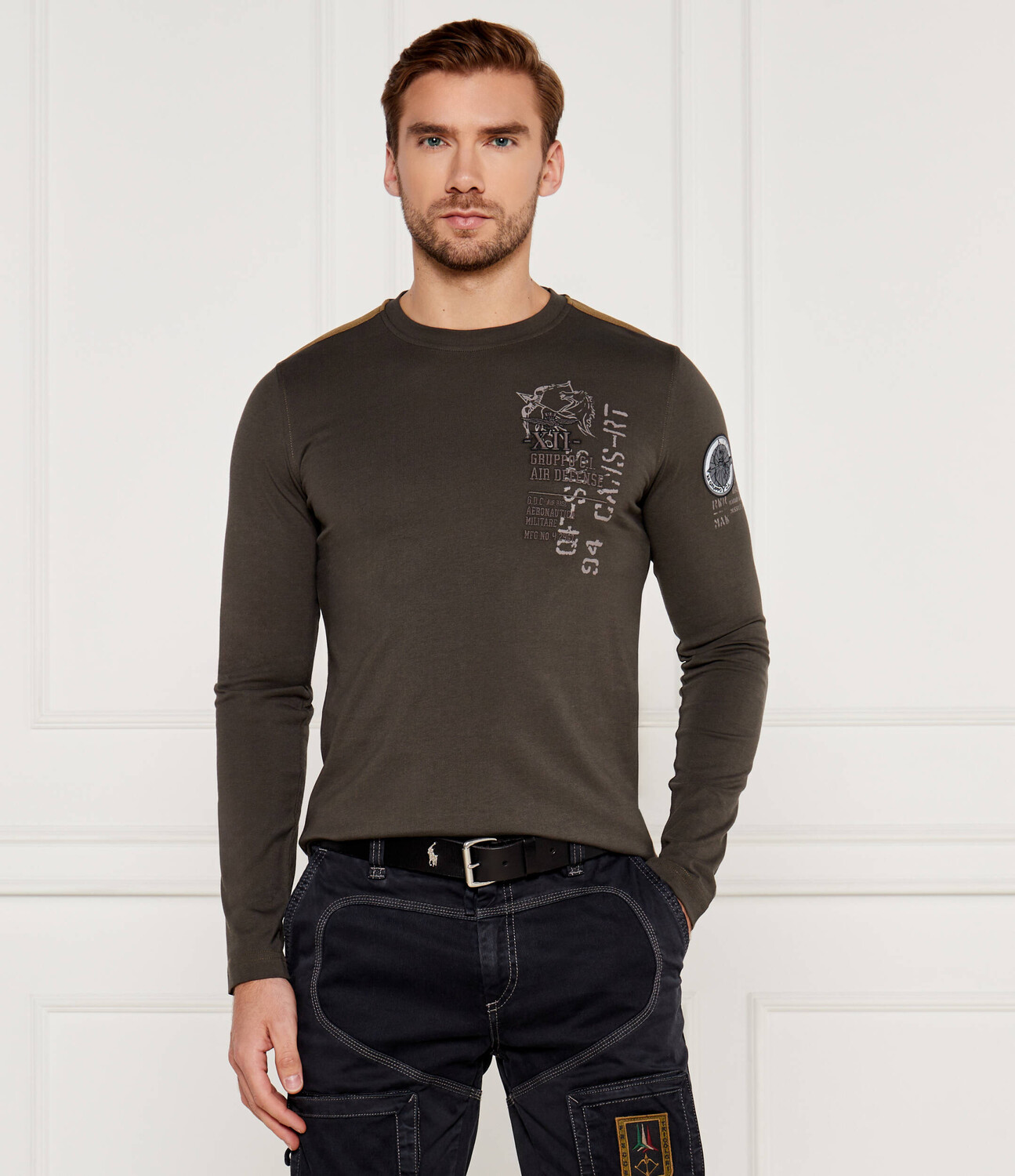

Лонгслив Aeronautica Militare Regular Fit, оливково-зеленый