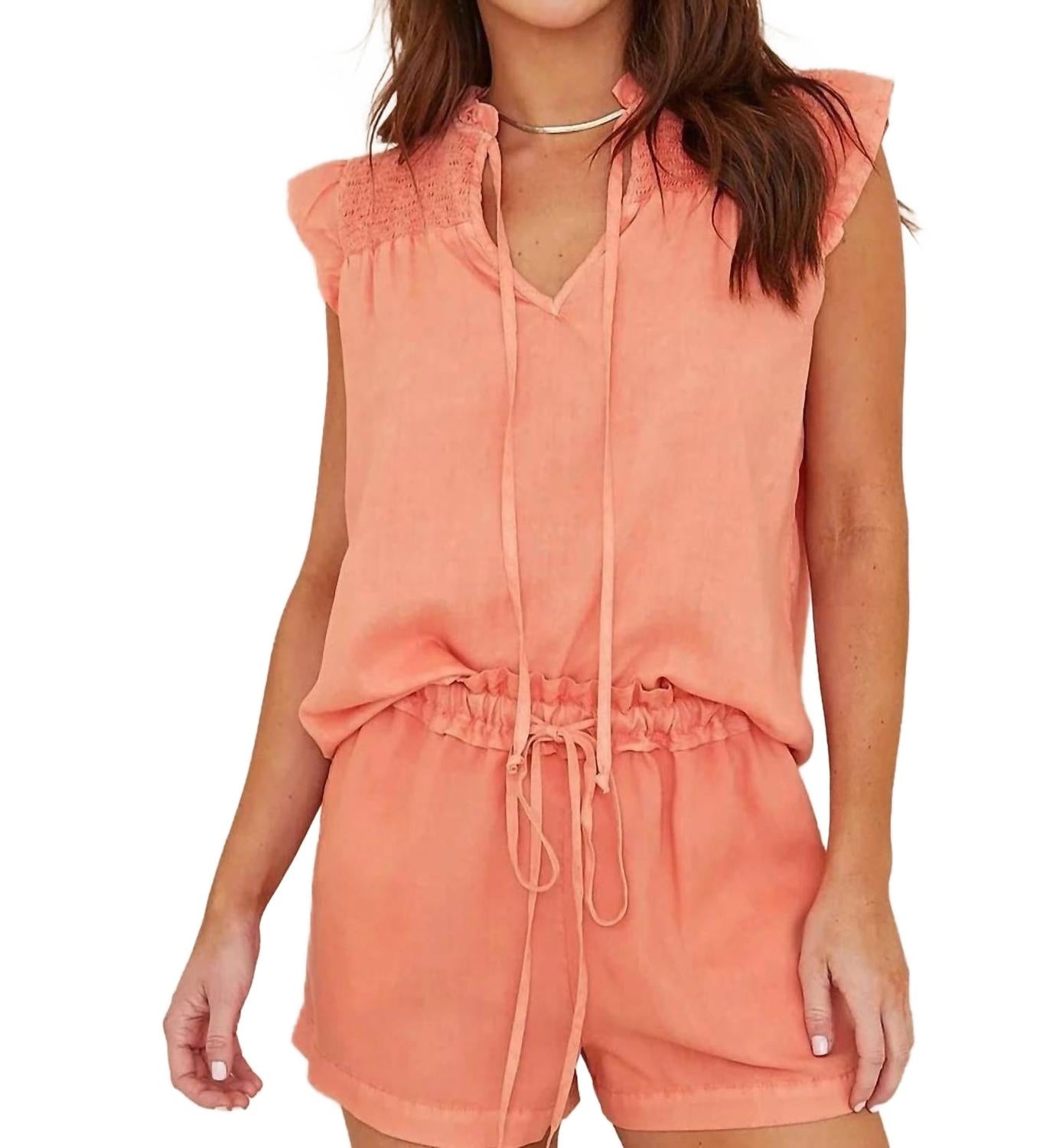 

Топ без рукавов с присборенными оборками цвета «фиеста-оранж» Bella Dahl, оранжевый