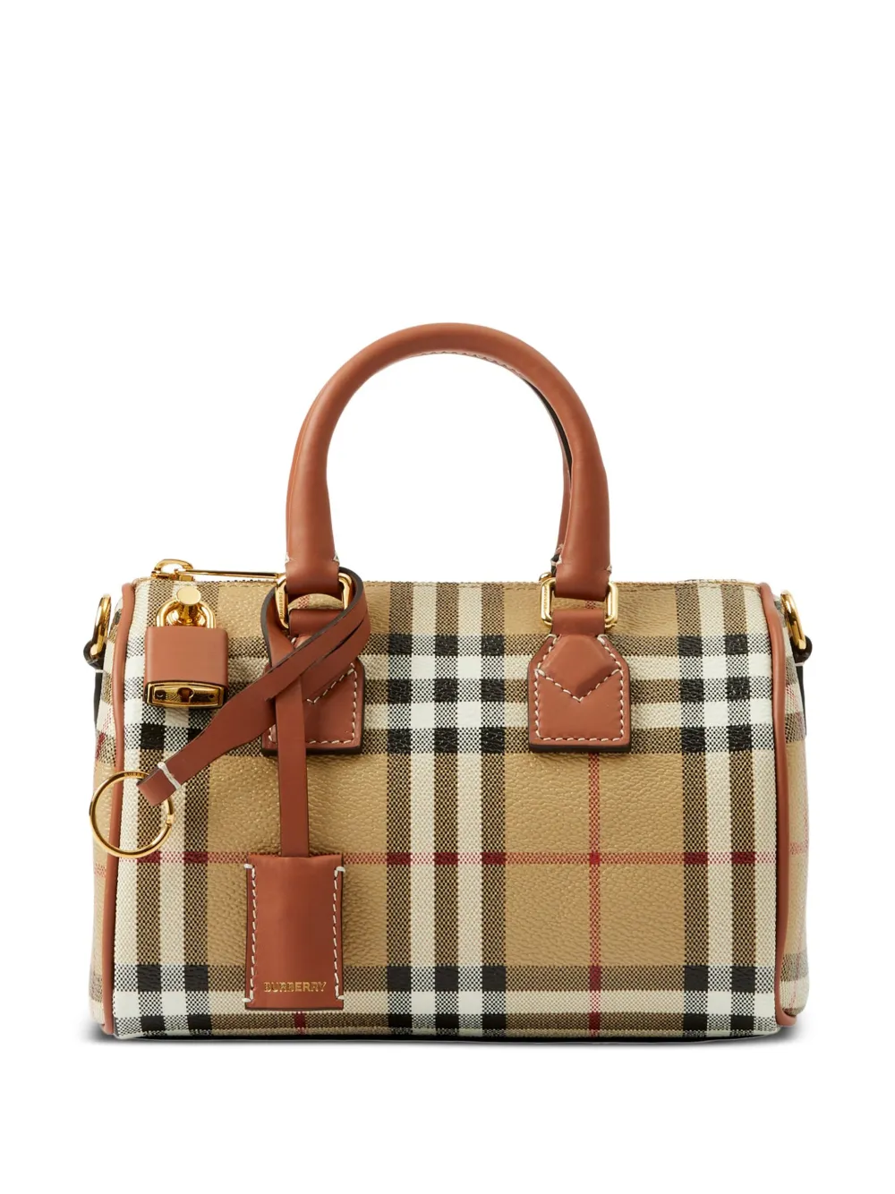 

Сумка Check Mini Bowling BURBERRY, коричневый