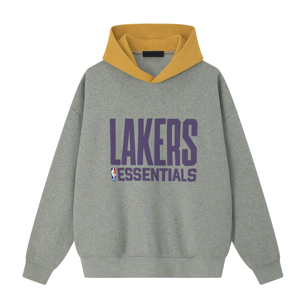 

NBA FW25 LAKERS SPORTS FIT HOODIE Толстовка мужская Fear Of God Essentials, темно heather/caramel желтый/темно oat/lakers желтый