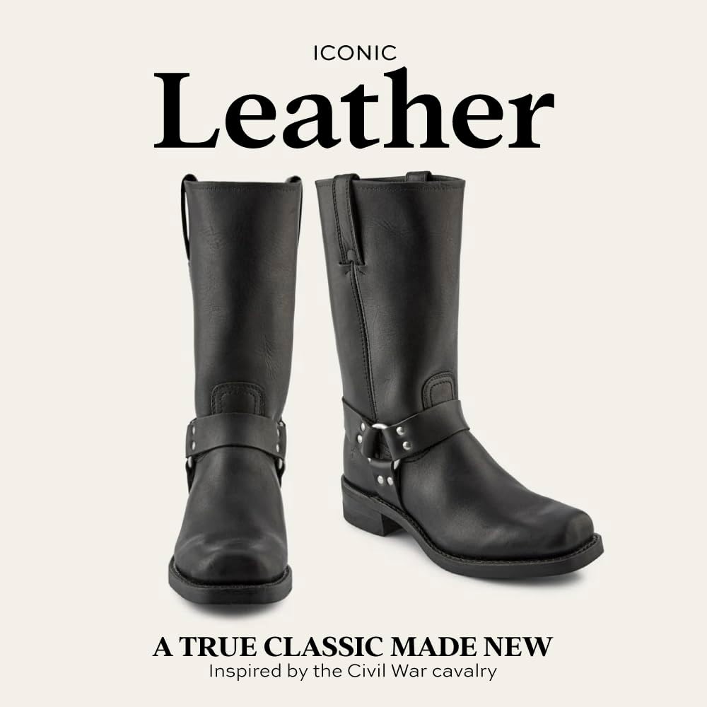 Мужские ботинки Frye Harness 12R с верхом из масляной кожи, протекторной подошвой с насечками и каблуком из многослойной кожи, а также фурнитурой из никеля и латуни - высота голенища 12 дюймов, черный — фото 4