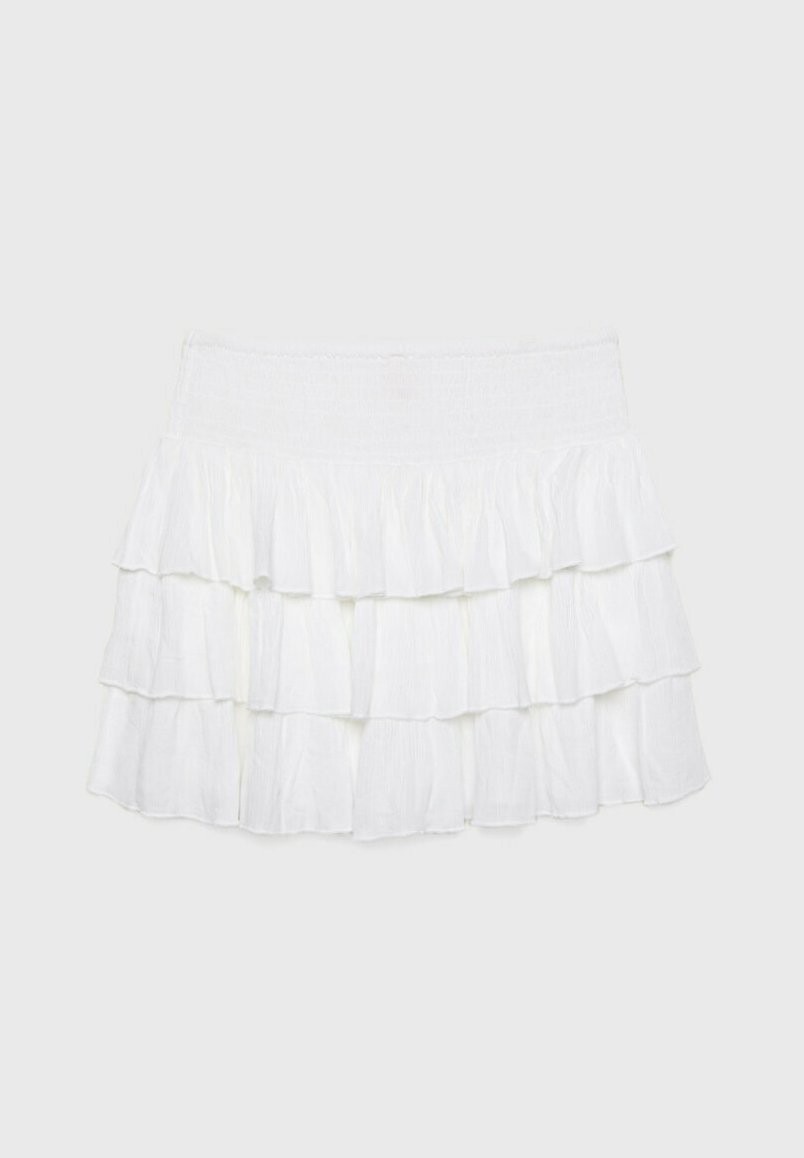 

Плиссированная юбка RUFFLED WITH ELASTICATED WAISTBAND Stradivarius, белый