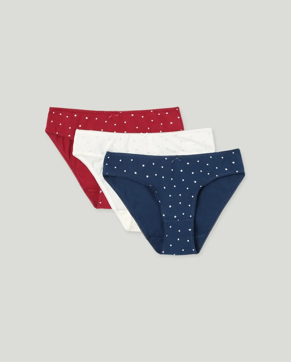 

Набор из 3 базовых трусов с фантазийным принтом Cotton Juice, мультиколор