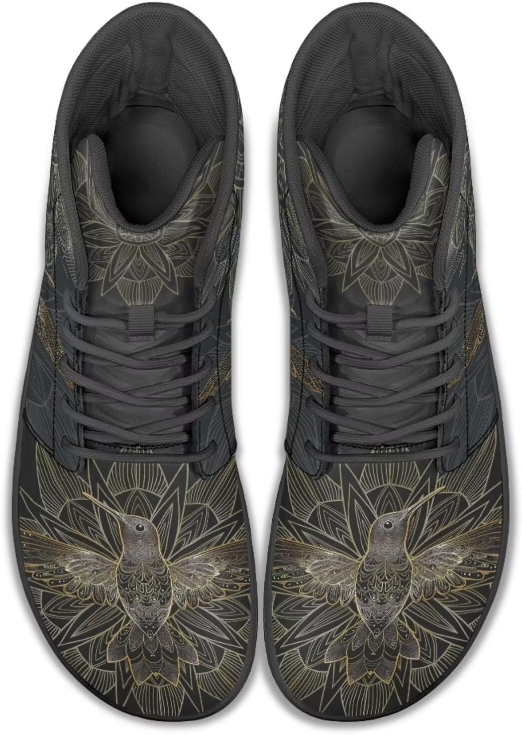 

Высокие кроссовки с мандалой для походов и прогулок, резиновая подошва, минималистичные кроссовки для бега для мужчин, обувь с нулевым перепадом Watdotory, Boho Mandala Hummingbird Print