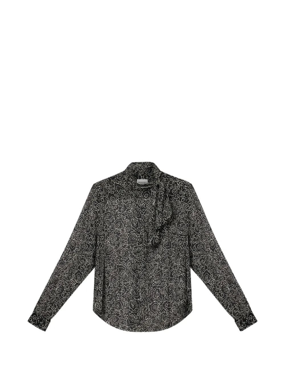 

Топ Leona с принтом и бантовой завязкой на воротнике Marant Etoile, черный