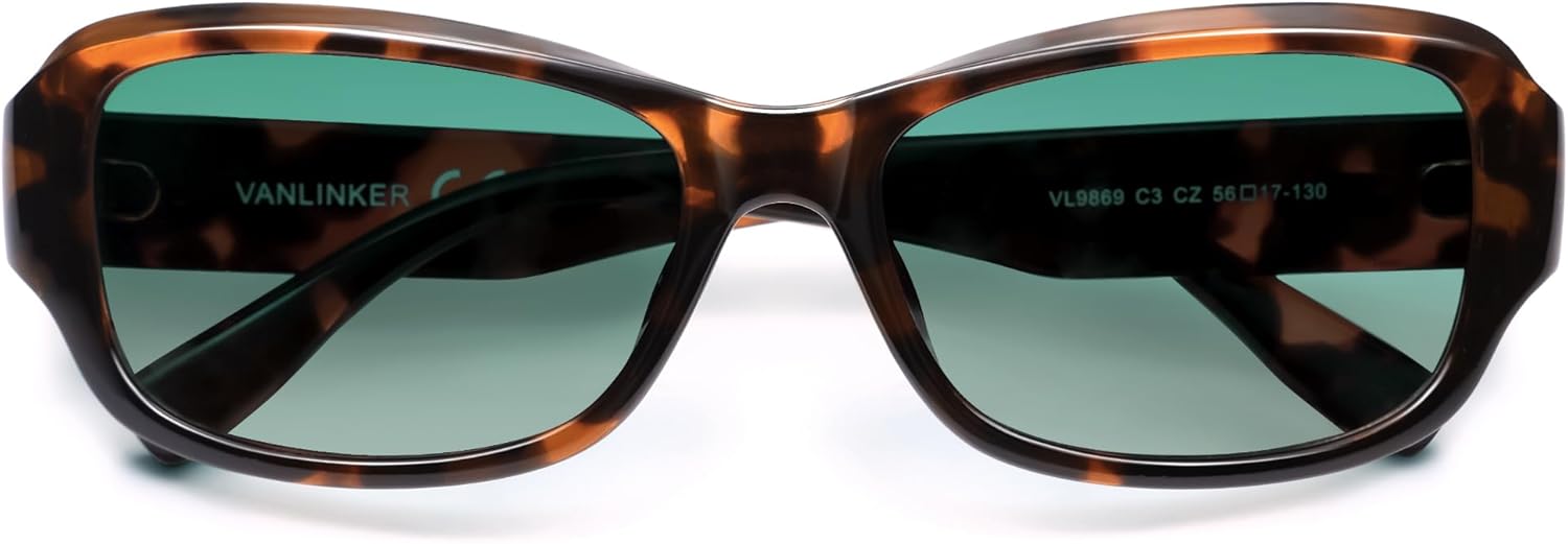 

Солнцезащитные очки VANLINKER Retro Polarized Rectangle для женщин и мужчин, модные в стиле 90-х, с мягкой квадратной оправой, средние прямоугольные очки VL9869, C3-tortoiseshell/Gradient Lake Green