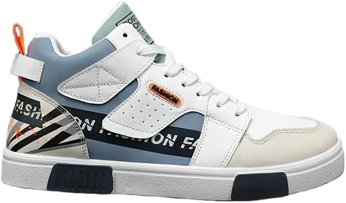 

Мужские кроссовки большого размера с высокими берцами, противоскользящей резиновой подошвой, дышащие и удобные, подходят для активного отдыха и повседневной носки Fmshi, белый/синий