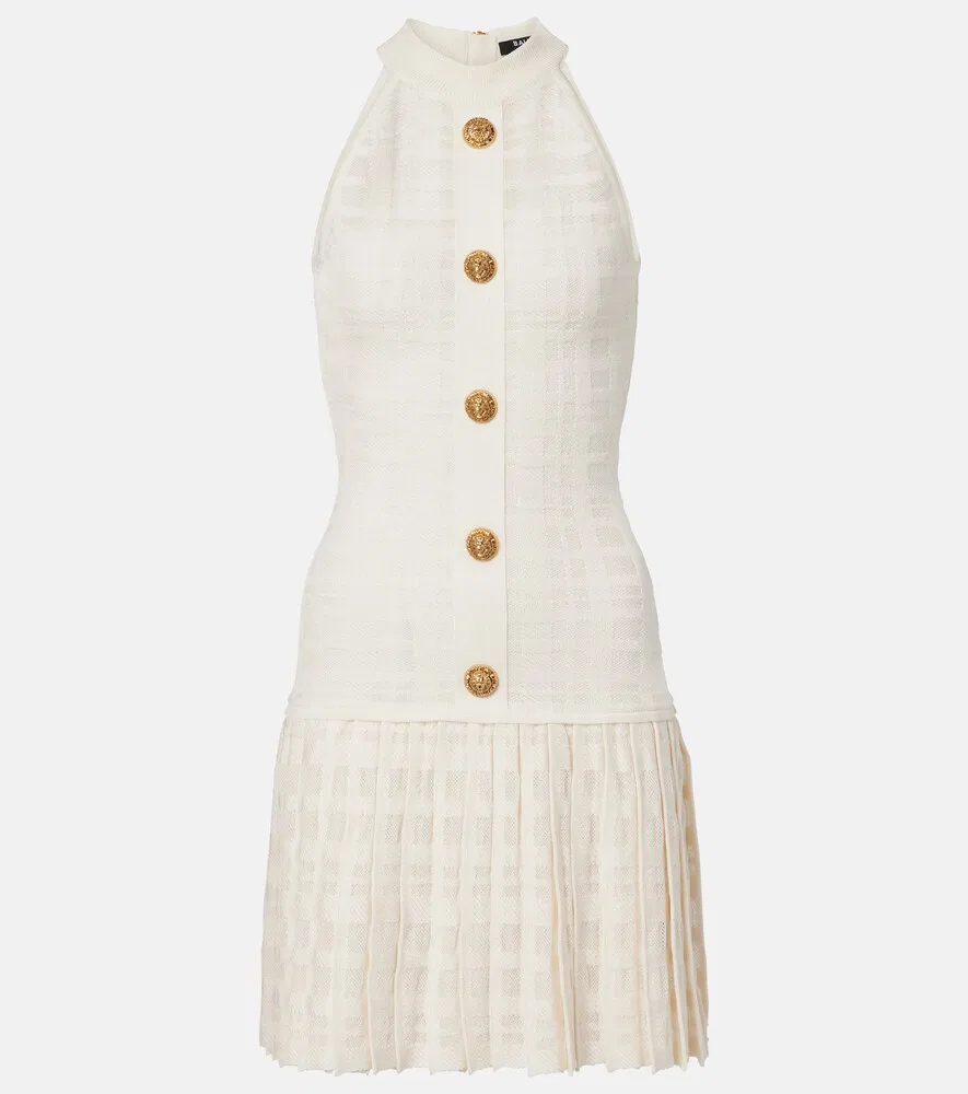 Мини-платье в клетку Balmain, белый