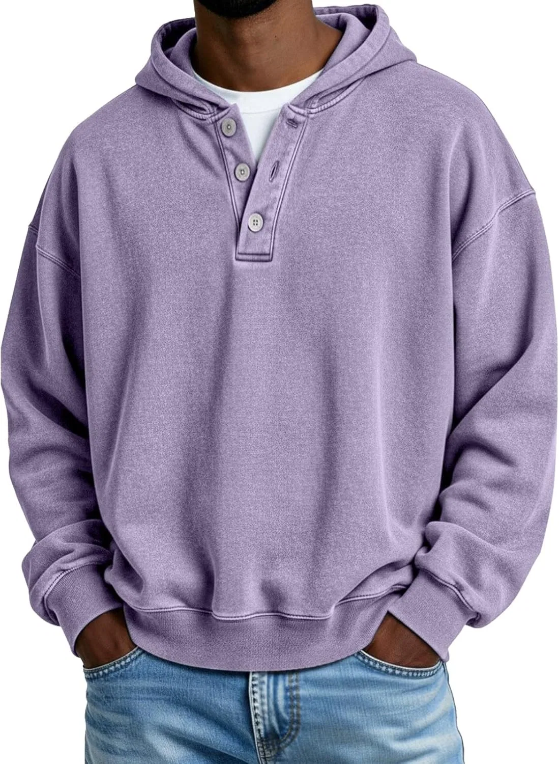 Худи мужское оверсайз с капюшоном, винтажное, однотонное, Generic, Purple