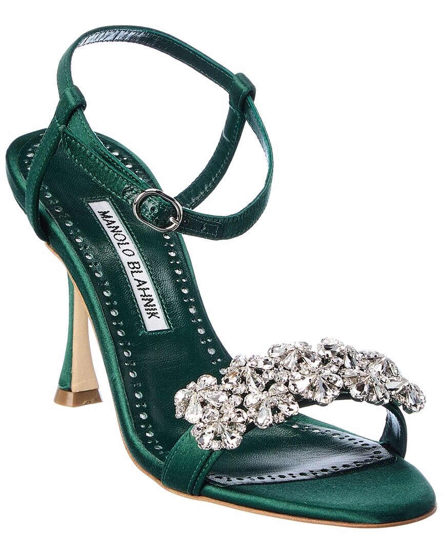

Атласные сандалии Manolo Blahnik Finah 90, зеленый