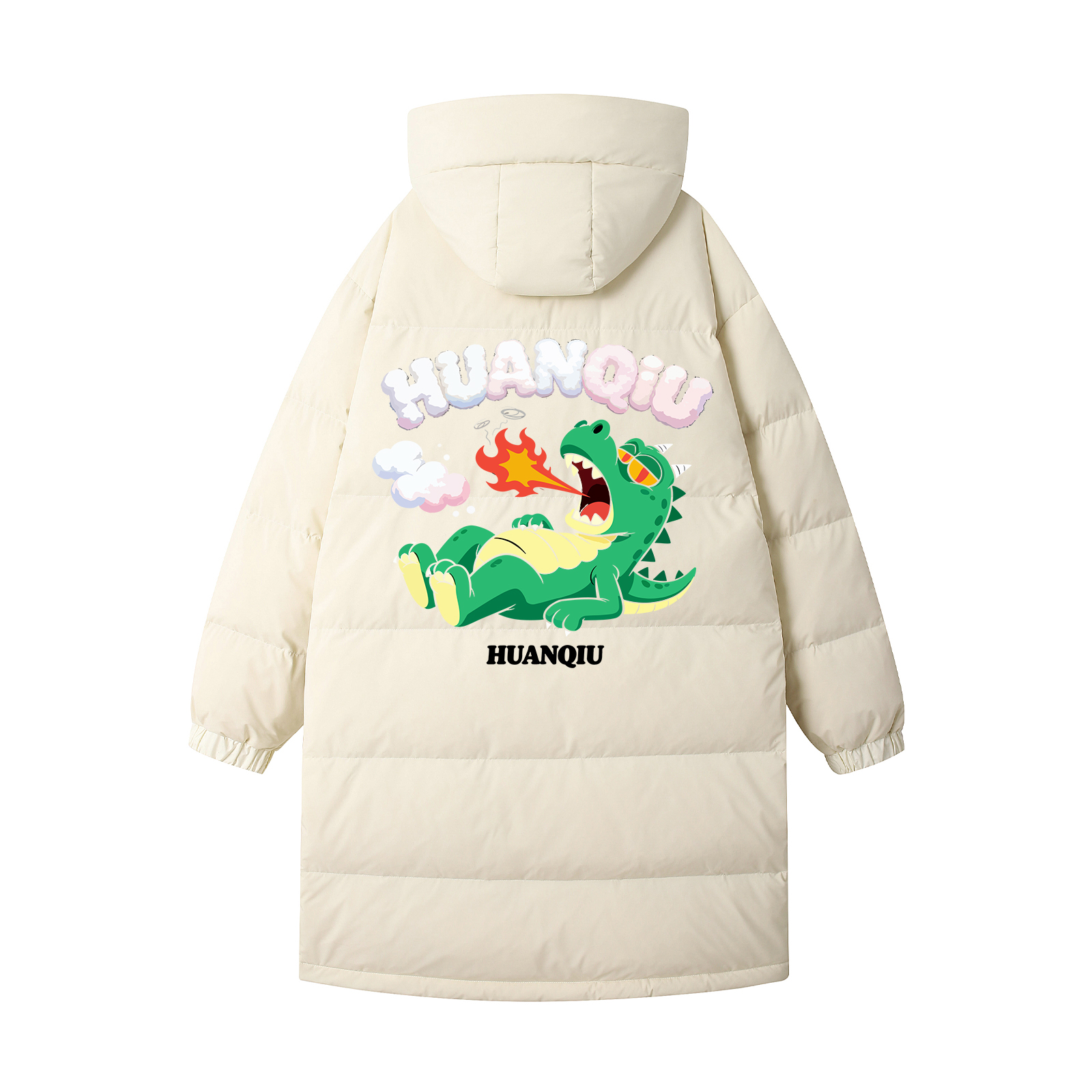 

Пуховик Unisex с капюшоном утепленный HUANQIU, бежевый оранжевый