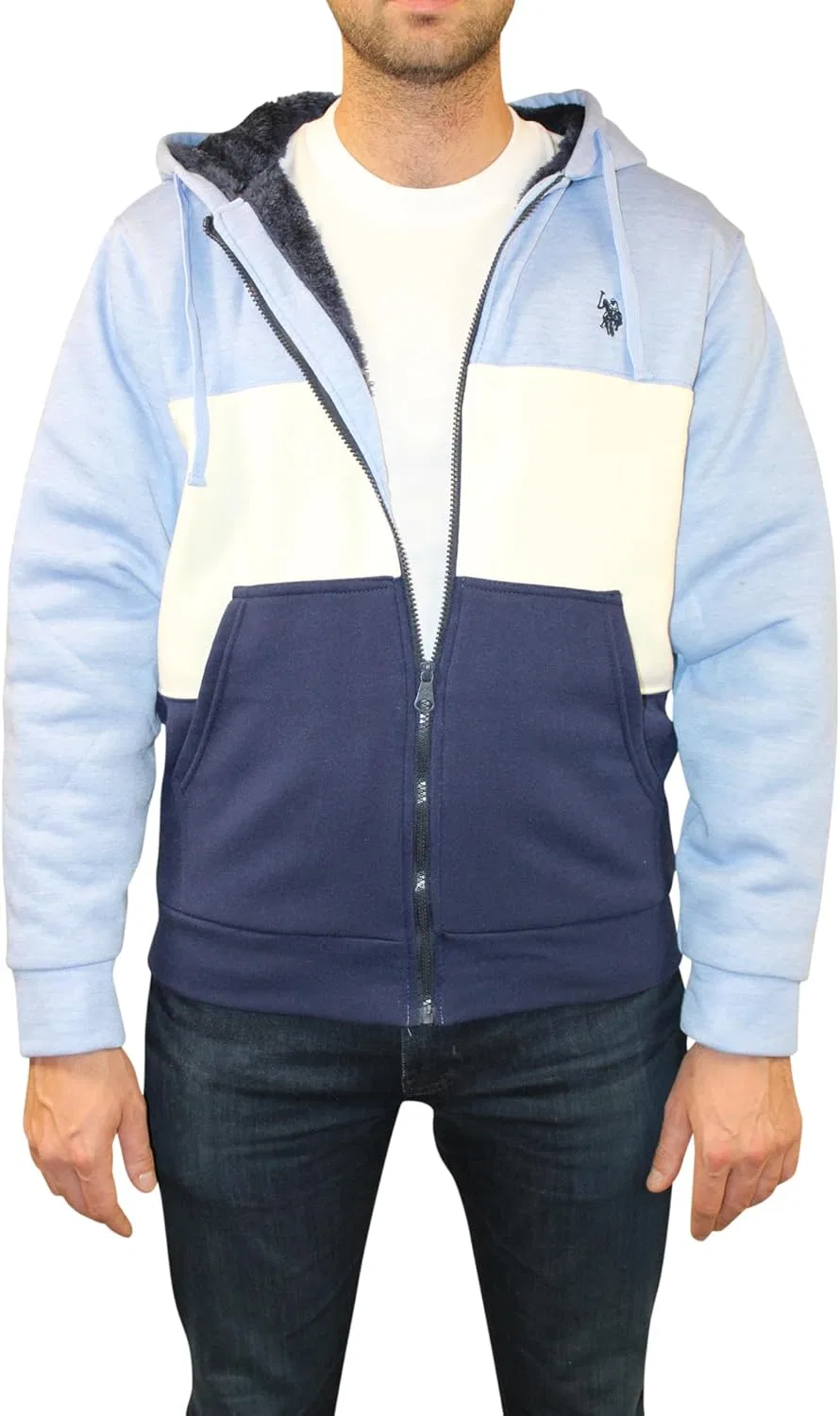 Мужская толстовка US Polo Assn. Uspa Uspa Color-block Full Zip Sherpa Hoodie U.S. POLO ASSN.