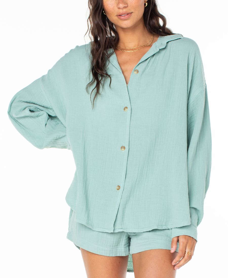 

Утренняя хлопчатобумажная марлевая рубашка для подростков Roxy, Aquifer