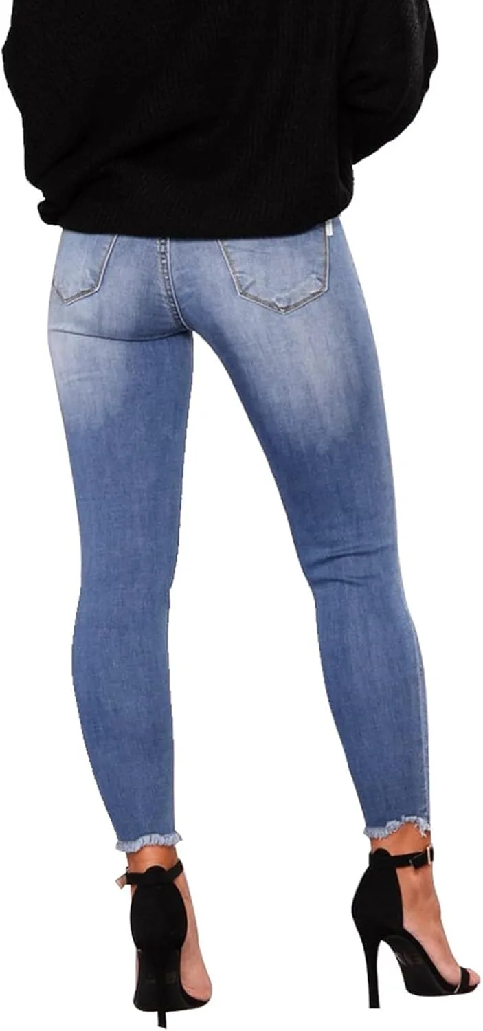 Женские рваные джинсы Stretchy High Waisted с эффектом Tummy Control — фото 4