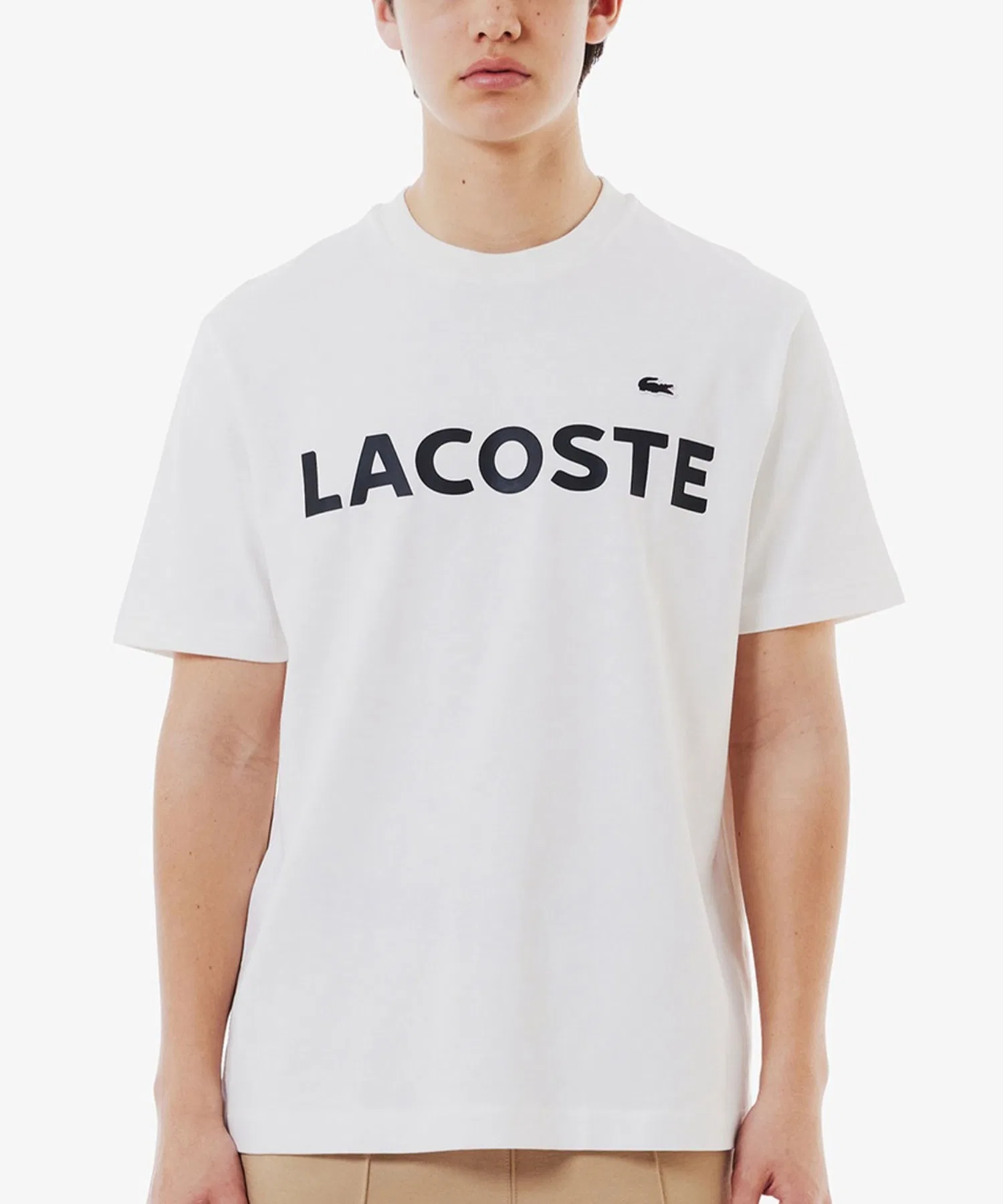 Футболка Lacoste TH229999 мужская, хлопок, с логотипом, белый