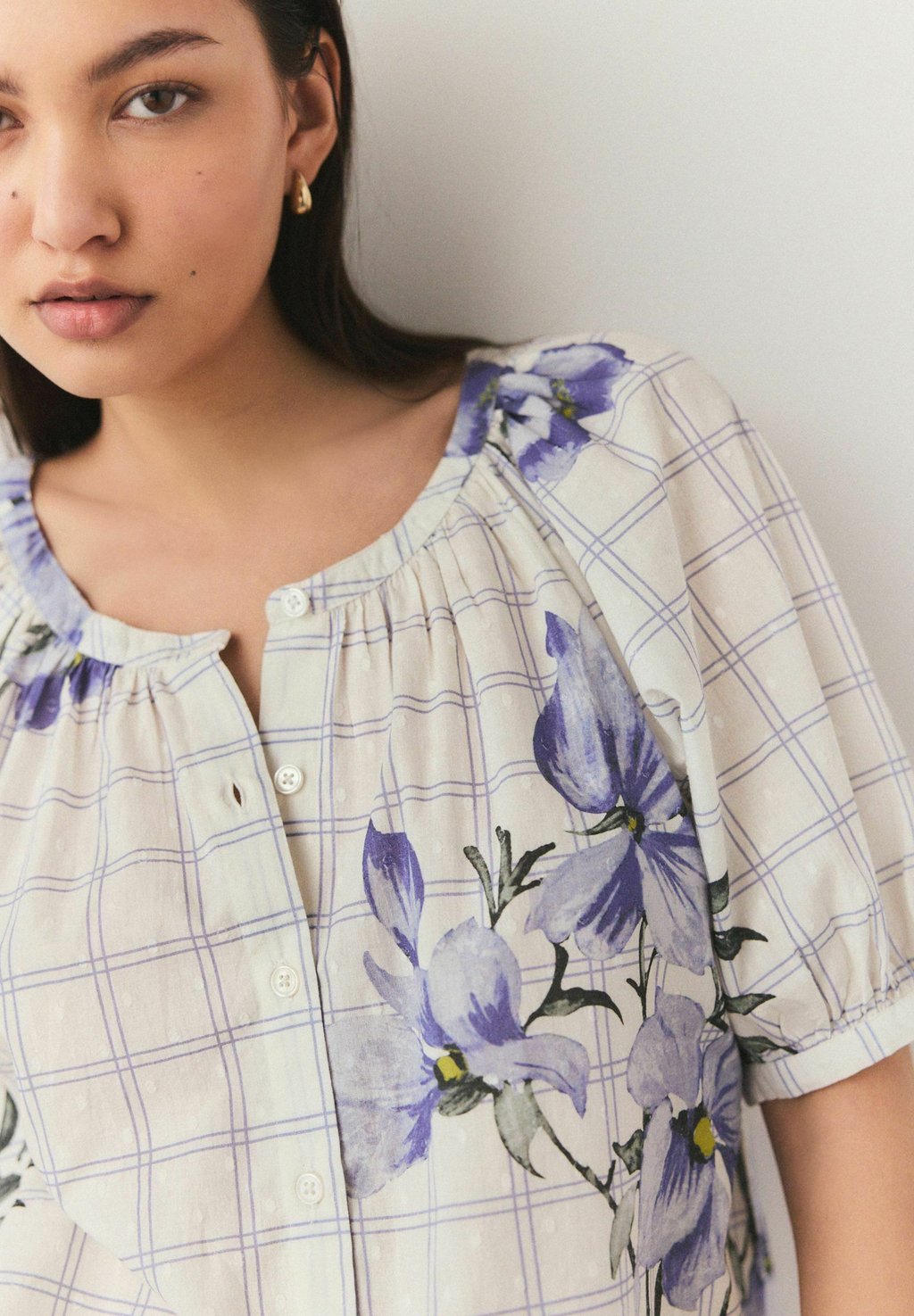 Блуза REGULAR FIT -EMBROIDERED PUFF SHORT SLEEVE Next, фиолетовый — фото 3