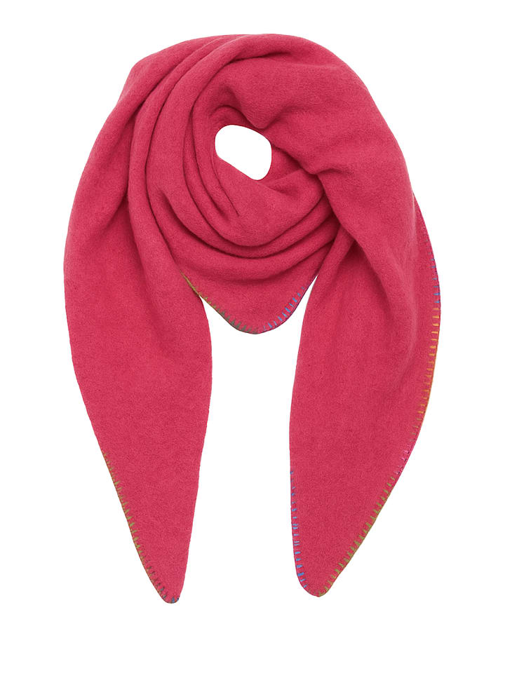 

Треугольный шарф с цветной декоративной строчкой розового цвета. Faera