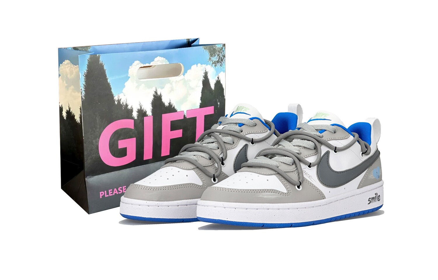 

Кроссовки Nike Court Borough Skateboarding Shoes Women's Low-top Gray, серый
