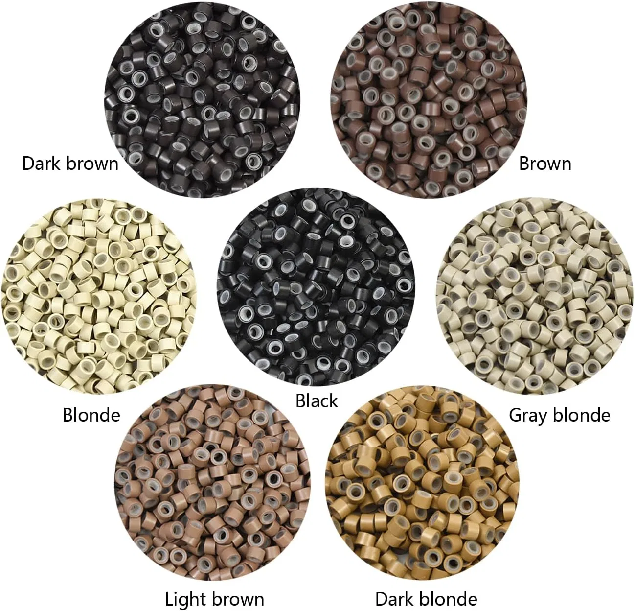 Микрокольца для наращивания волос Micro Rings Link Beads, силиконовые, 4.5 x 2.5 x 3.0 мм, коричневые, 500 шт. Yantaisiyu, Brown — фото 3