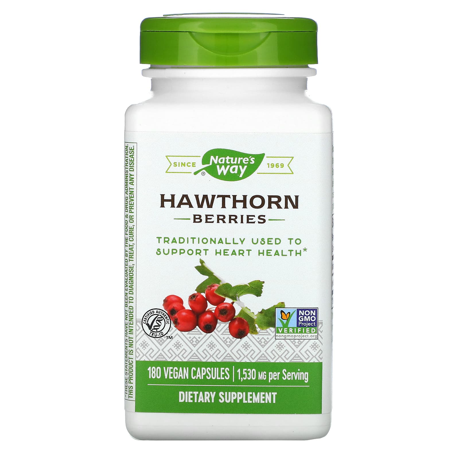 

Nature's Way Hawthorn Berries 510 mg 180 Vegetarian Capsules