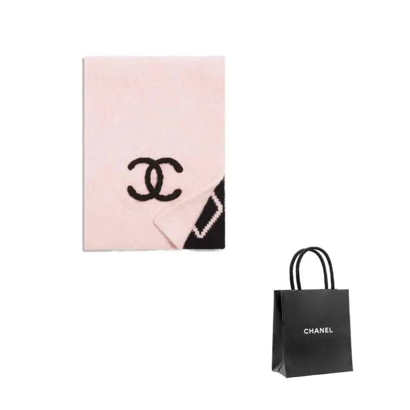 

CHANEL Кашемировый бархатный вязаный шарф женский розовый, Pink