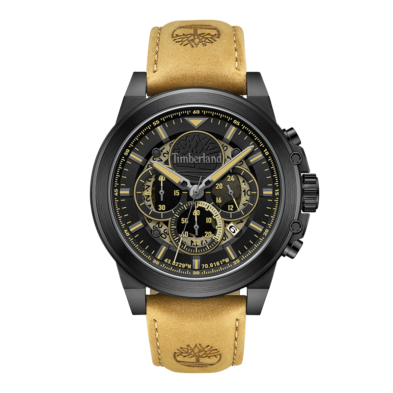 

Timberland Часы Fast Strike Collection Wrist Watch Quartz Movement Leather Strap Green Dial Men's Watch, Black (TDWGB0056003)