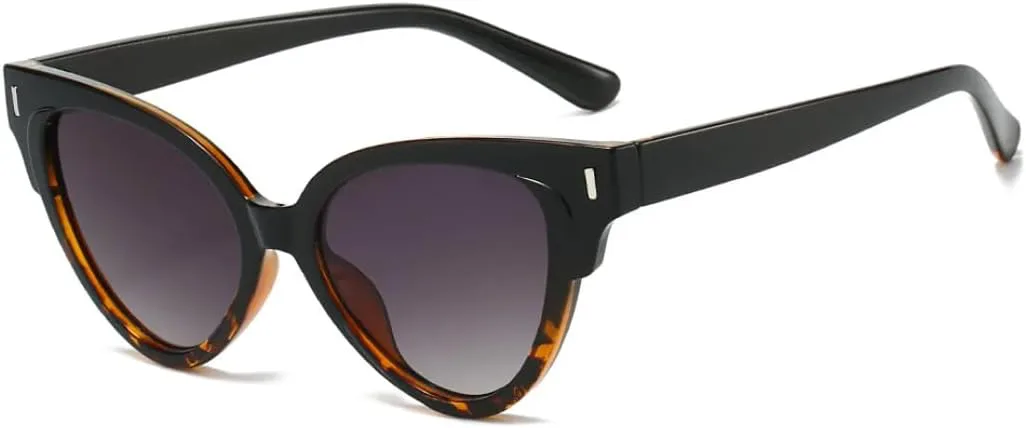 

Модные солнцезащитные очки «кошачий глаз» с заклепками для женщин, модный узор, желтый леопардовый градиент, защита от УФ-излучения UV400 SZVVBKK, Black Leopard