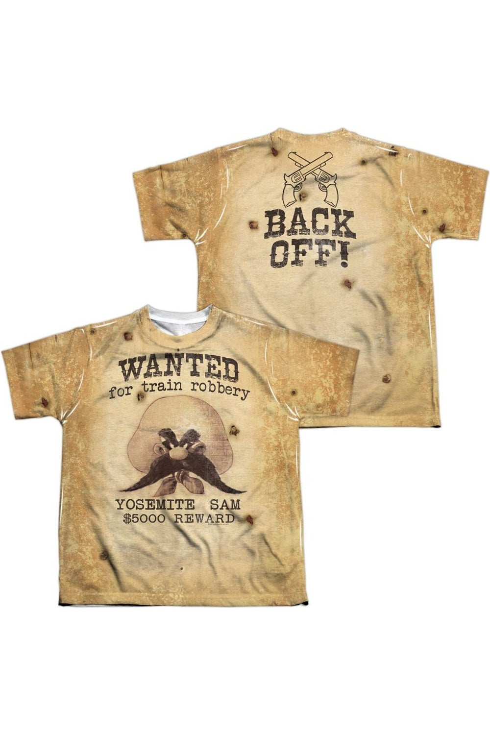 

Футболка с коротким рукавом для детей Looney Tunes Wanted (принт спереди и сзади) Gildan, белый