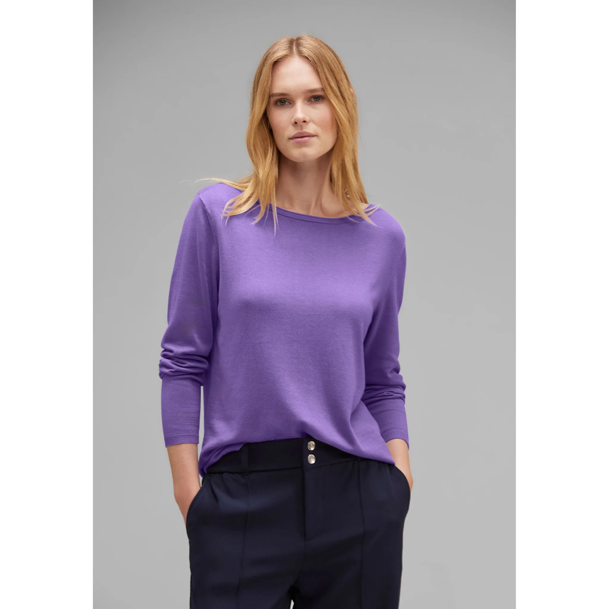 

Однотонный свитер с круглым вырезом STREET ONE, цвет Lupine Lilac