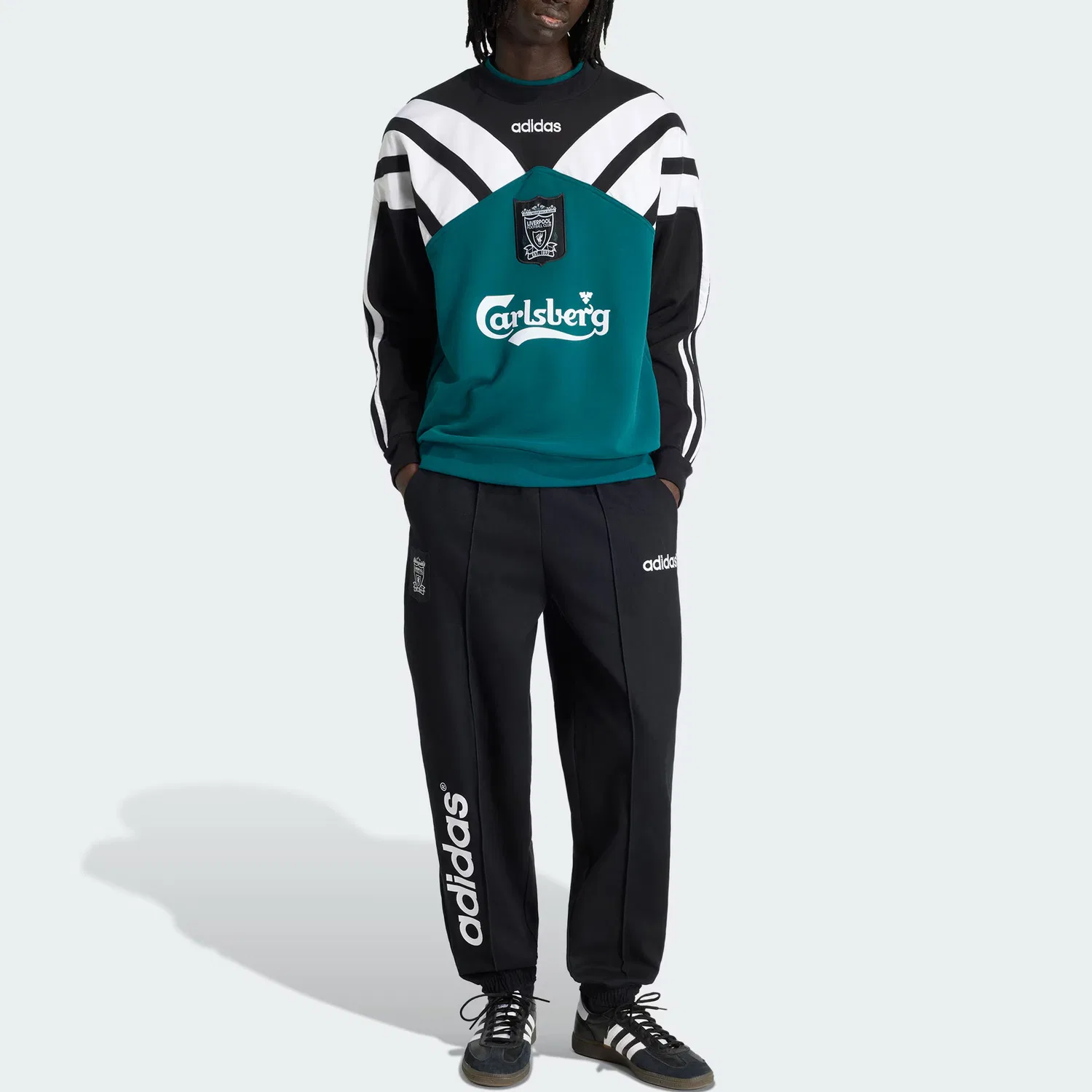 Свитшот мужской x LIVERPOOL FC SWEAT CREW 95 Adidas, Noble Green/Black — фото 3