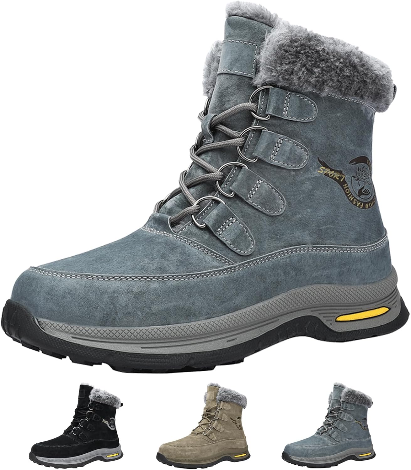 

Мужские зимние высокие шнурованные сапоги Optigard с меховой подкладкой, теплые, водонепроницаемые, с мехом, для холодной погоды, уличные, противоскользящие, для работы и походов, серый