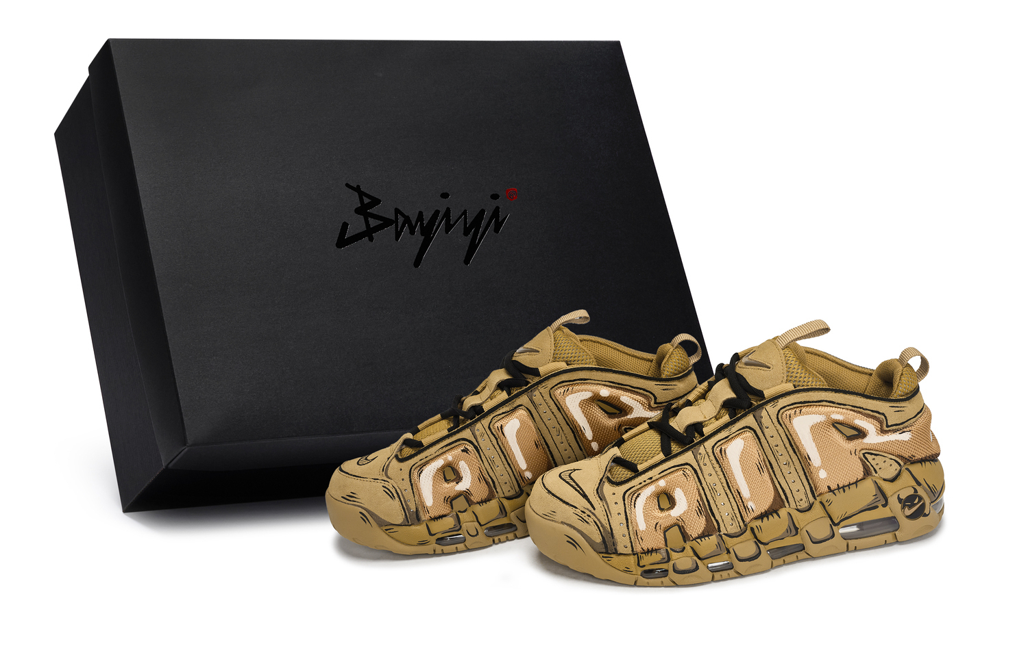 Air More Uptempo 811 Manufacturing, Dimensional Demon, специальная коробка для обуви, нескользящая низкая Nike, черный коричневый