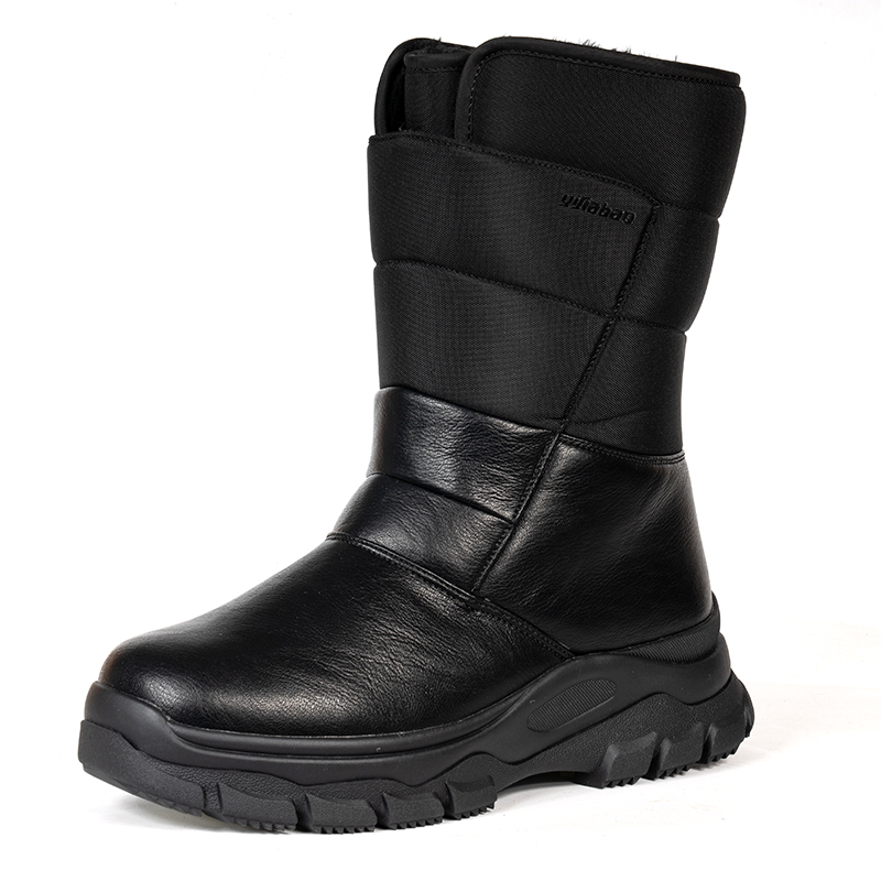 

Yi Jiabao Теплые нескользящие короткие зимние ботинки до середины голени, мужские, черные