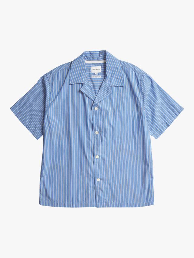 

Футболка Mads из поплина и хлопка Regular Fit в полоску Norse Projects, Navy