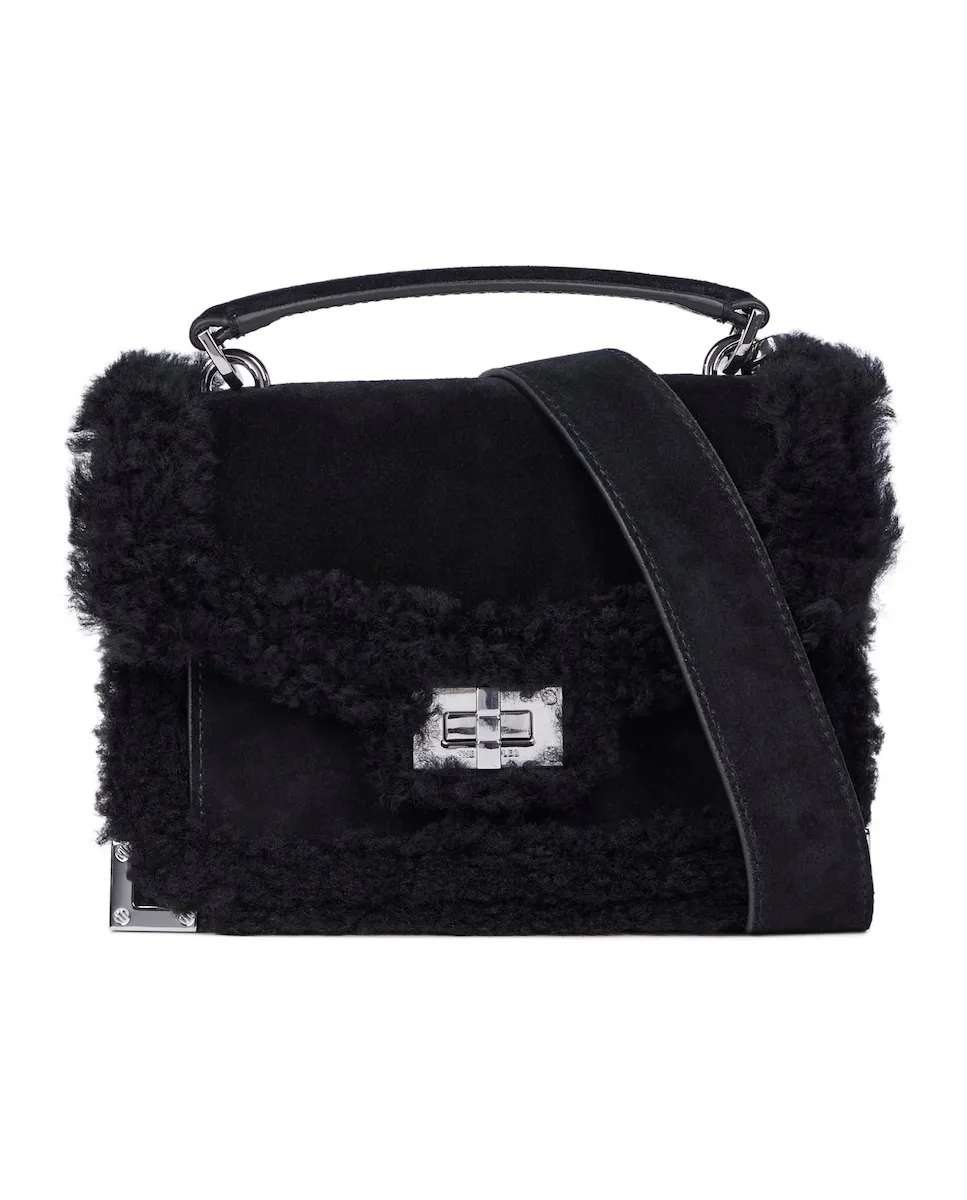 

Маленькая многопозиционная сумочка Emily из черной замши The Kooples, черный
