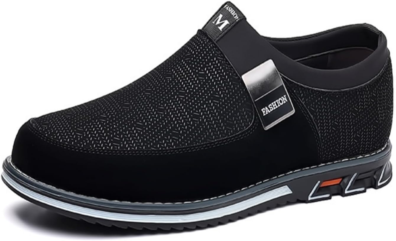 

Мужские модные лоферы из кожи, повседневные туфли на плоской подошве для прогулок на улице, удобные с круглым носком, оксфорды на пуговицах для мужчин Generic, черный