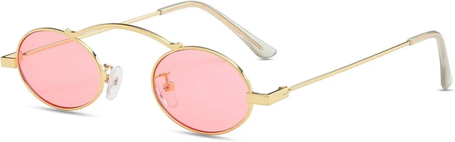 

Солнцезащитные очки с защитой от УФ-излучения UV400 для женщин и мужчин | Металлическая оправа в стиле стимпанк, овальные линзы с прозрачными вставками | Для занятий спортом на открытом воздухе DSVIGF, Golden Pink